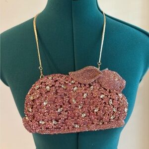Pink Beaded Rabbit-Shaped Clutch